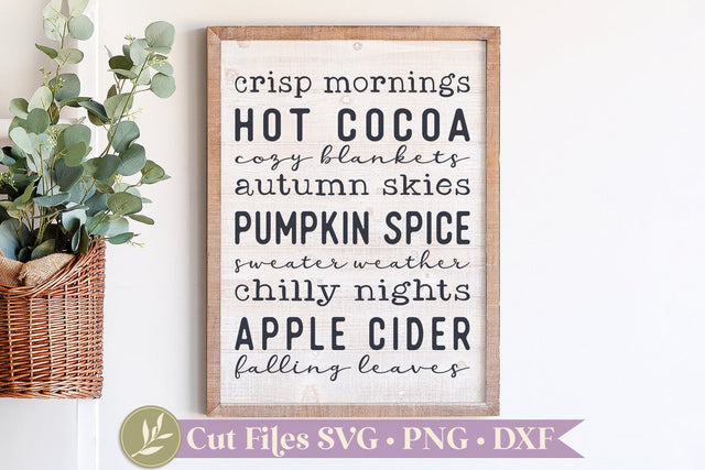 Fall List SVG, Crisp Mornings, Pumpkin Spice SVG SVG LilleJuniper 