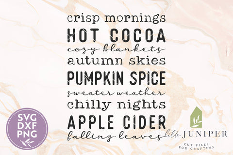 Fall List SVG, Crisp Mornings, Pumpkin Spice SVG SVG LilleJuniper 