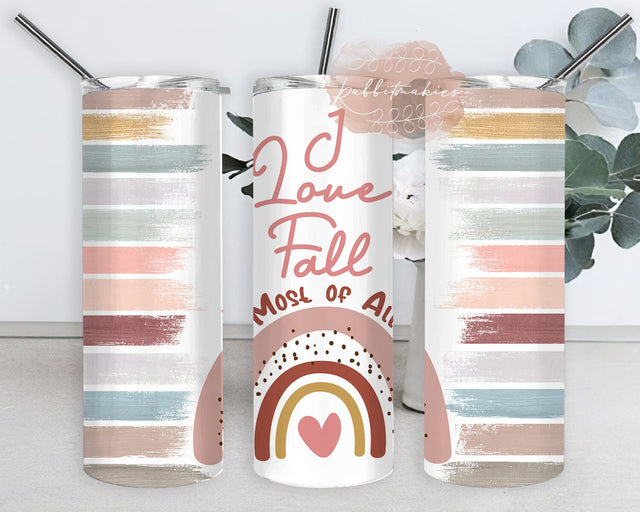 Fall Love 20oz Skinny Tumbler, I Love Fall Most Of All Design Tumbler, Fall Rainbow Tumbler Png, Autumn Tumbler Template, Instant Download Sublimation Rabbitmakies 
