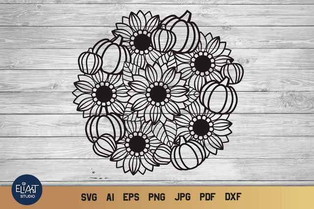 Fall Mandala SVG, Sunflowers SVG, Floral Mandala SVG. SVG Elinorka 