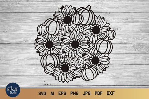 Fall Mandala SVG, Sunflowers SVG, Floral Mandala SVG. SVG Elinorka 
