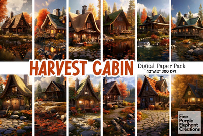 Fall Maple Cabin | Halloween Digital Pattern Fine Purple Elephant Creations 