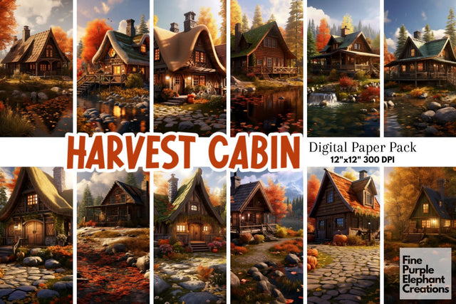 Fall Maple Cabin | Halloween Digital Pattern Fine Purple Elephant Creations 