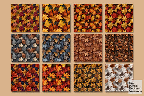 Fall Maple Leaves | Halloween Digital Pattern Fine Purple Elephant Creations 