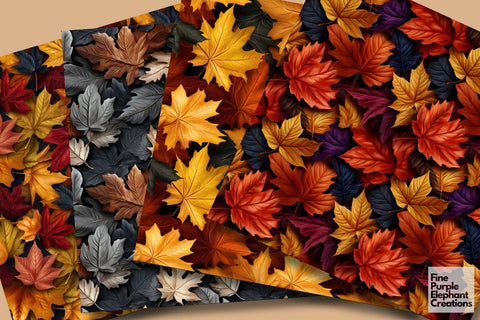 Fall Maple Leaves | Halloween Digital Pattern Fine Purple Elephant Creations 