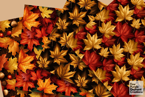 Fall Maple Leaves | Halloween Digital Pattern Fine Purple Elephant Creations 