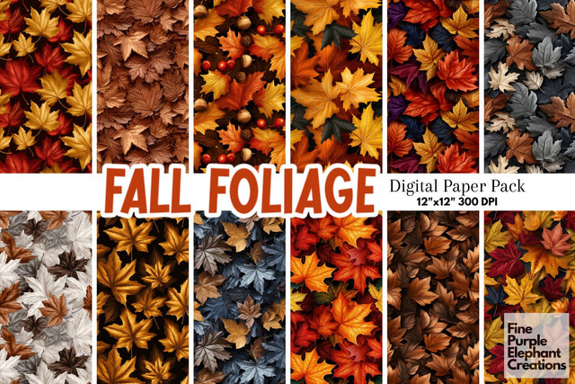 Fall Maple Leaves | Halloween Digital Pattern Fine Purple Elephant Creations 
