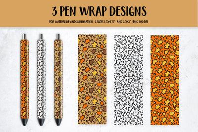 Fall Maple Leaves Leopard Pen Wrap Sublimation or Waterslide Sublimation LaBelezoka 
