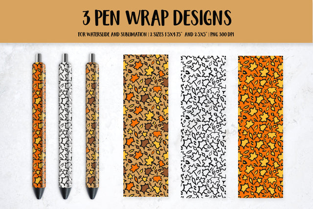 Fall Maple Leaves Leopard Pen Wrap Sublimation or Waterslide Sublimation LaBelezoka 
