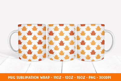 Fall Maple Leaves Mug Sublimation Wrap Design Sublimation LaBelezoka 