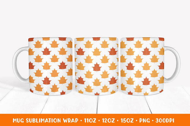 Fall Maple Leaves Mug Sublimation Wrap Design Sublimation LaBelezoka 