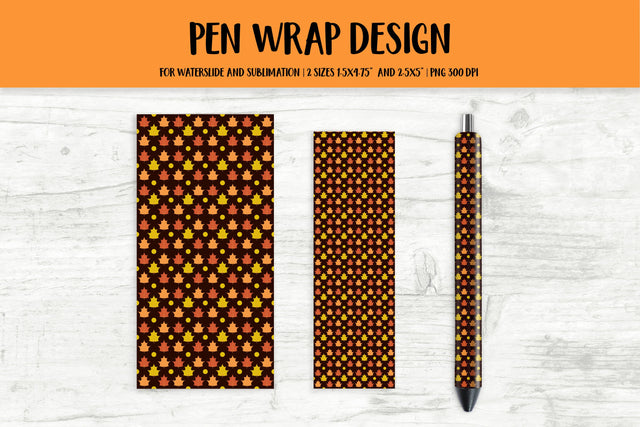 Fall Maple Leaves Pen Wrap Sublimation or Waterslide PNG Sublimation LaBelezoka 