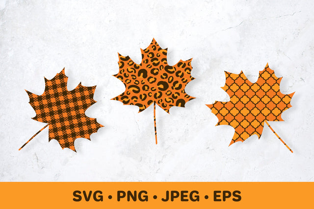 Fall maple leaves SVG. Buffalo plaid, leopard, arabesque SVG LaBelezoka 