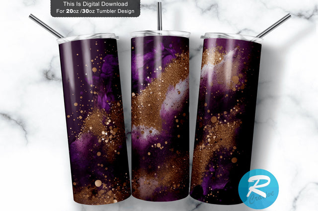 Fall Milkway purple Glitter 20 oz / 30 oz Tumbler PNG Sublimation Regulrcrative 