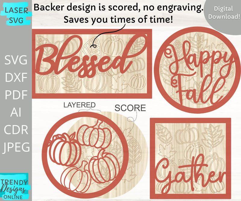 Fall mini Signs svg, Tiered Tray Glowforge laser cut svg - So Fontsy