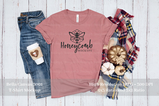 Fall Mockup, Bella Canvas Mauve 3001 Mockup, Thanksgiving Mockup, Mauve T-Shirt Mockup Mock Up Photo Honeycomb Mockups 