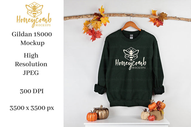 Fall Mockup, Forest Gildan 18000 Mockup, Thanksgiving Mockup, Sweatshirt Mockup Mock Up Photo Honeycomb Mockups 