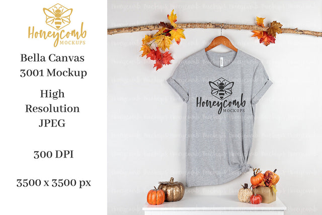 Fall Mockup, Heather Athletic Bella Canvas 3001 Mockup, Thanksgiving Mockup Mock Up Photo Honeycomb Mockups 