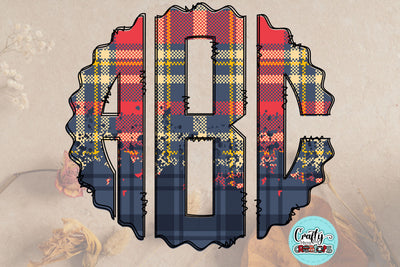 Fall Monogram PNG, Autumn Flannel Alphabet Doodle Set Sublimation Crafty Mama Studios 