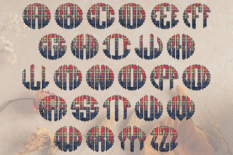Fall Monogram PNG, Autumn Flannel Alphabet Doodle Set Sublimation Crafty Mama Studios 