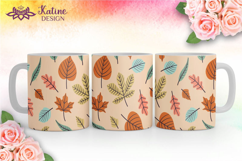 Fall Mug, Orange and Green, Autumn Mug, Leaves Mug, Autumn Vibes, Fall ...