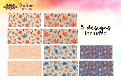 Fall Mug, Peach Orange Blue and Navy, Autumn Mug, Leaves Mug, Autumn Vibes, Fall vibes, Floral Mug, Sublimation Coffee Mug Wrap Bundle Design. 11 Oz and 15 Oz PNG file Sublimation KatineDesign 