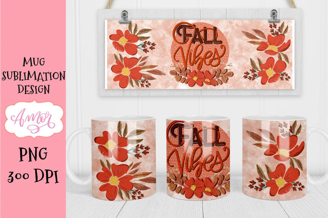 Fall mug sublimation template for 11oz size Sublimation Amorclipart 