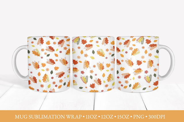 Fall Mug Sublimation Wrap. Autumn Mug Design Sublimation LaBelezoka 