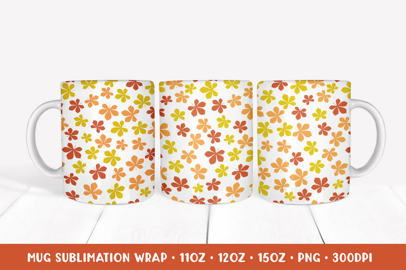 Fall Mug Wrap Sublimation. Autumn Leaves Mug Wrap Design Sublimation LaBelezoka 