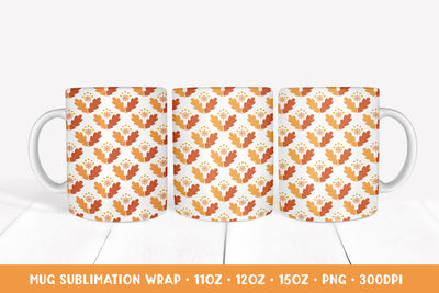 Fall Mug Wrap Sublimation. Autumn Oak Leaves Mug Wrap Design Sublimation LaBelezoka 