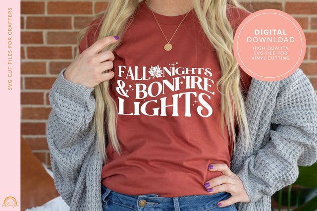 Fall Nights and Bonfire Lights SVG Autumn SVG Design HM SVG Pixel Sublimation 
