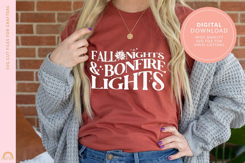 Fall Nights and Bonfire Lights SVG Autumn SVG Design HM SVG Pixel Sublimation 