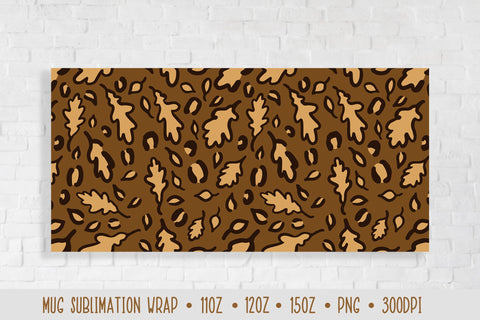 Fall Oak Leaves Leopard Mug Sublimation Design Sublimation Vera Fedorova 