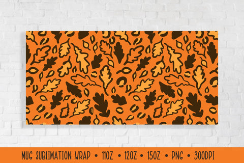 Fall Oak Leaves Mug Wrap. Leopard Print Mug Sublimation Sublimation LaBelezoka 