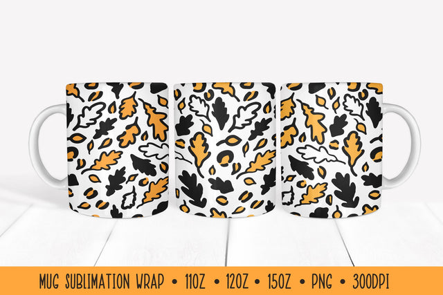Fall Oak Leaves Mug Wrap Sublimation. Transparent Background Sublimation LaBelezoka 
