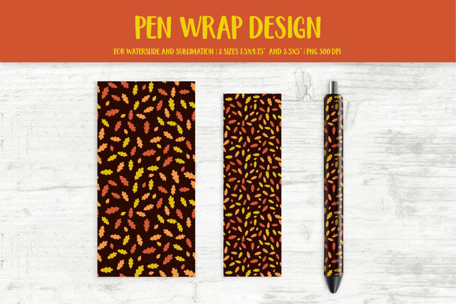 Fall Oak Leaves Pen Wrap Sublimation or Waterslide PNG Sublimation LaBelezoka 