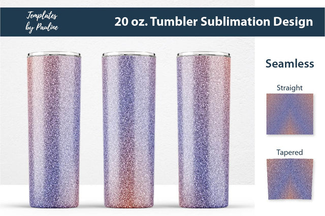 Fall Orange Purple Glitter Seamless Skinny Tumbler Sublimation Wrap PNG Sublimation Templates by Pauline 