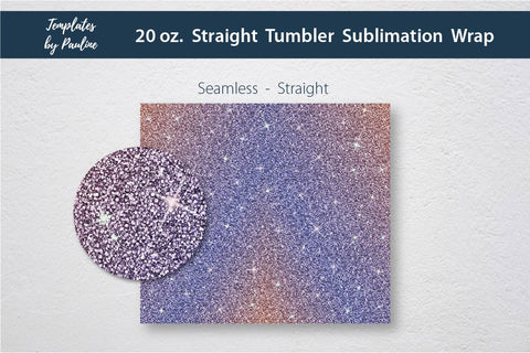 Fall Orange Purple Sparkle Seamless Skinny Tumbler Sublimation Wrap PNG Sublimation Templates by Pauline 