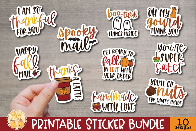 Fall Packaging Stickers Bundle | 10 Small Business Designs SVG Cheese Toast Digitals 