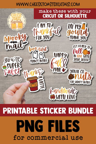 Fall Packaging Stickers Bundle | 10 Small Business Designs SVG Cheese Toast Digitals 