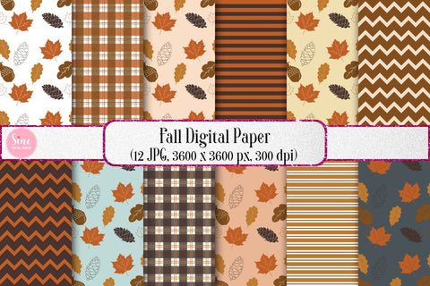 Fall Pattern Seamless Digital Papers Backgrounds Set Digital Pattern SineDigitalDesign 
