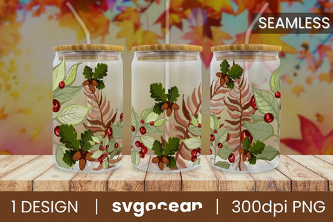 Fall Pattern Wrap | Beer Can | 16 Oz Libbey Glass SVG SvgOcean 