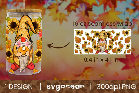 Fall Pattern Wrap | Beer Can | 16 Oz Libbey Glass SVG SvgOcean 