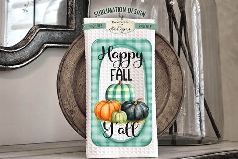 Fall Plaid Pumpkins Kitchen Towel Designs Sublimation Ewe-N-Me Designs 