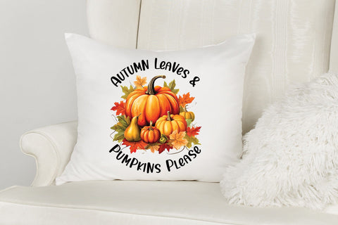 Fall PNG, Autumn Leaves & Pumpkins Please Sublimation CraftLabSVG 