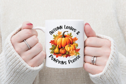 Fall PNG, Autumn Leaves & Pumpkins Please Sublimation CraftLabSVG 