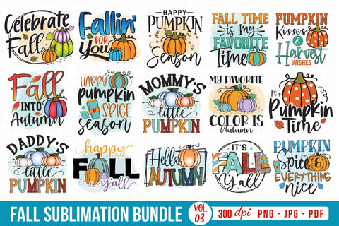 Fall PNG Sublimation Bundle Vol.3 Sublimation CraftLabSVG 