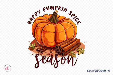 Fall PNG Sublimation, Happy Pumpkin Spice Season Sublimation CraftLabSVG 