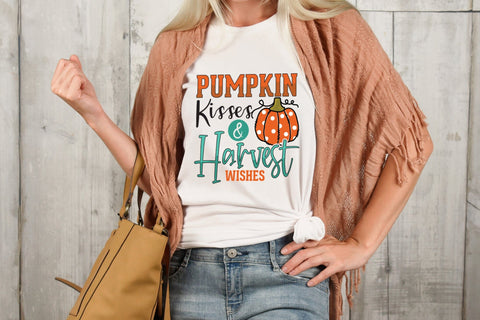 Fall PNG Sublimation, Pumpkin Kisses & Harvest Wishes Sublimation CraftLabSVG 