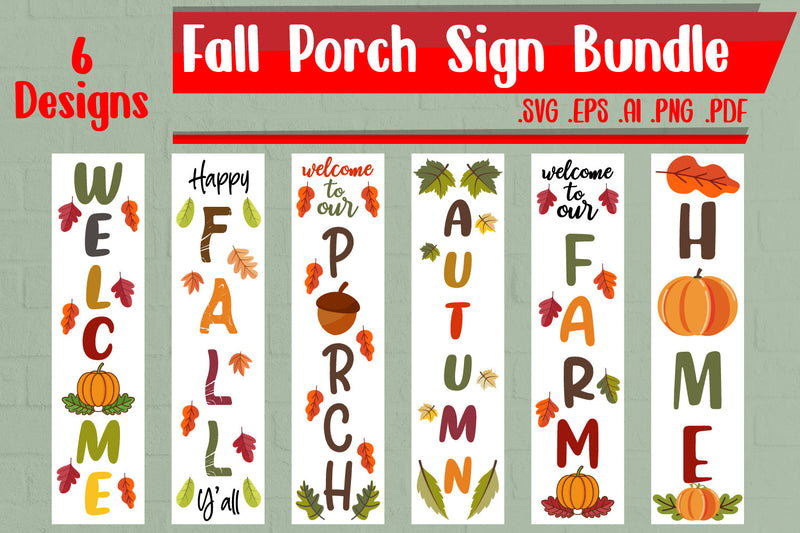 Fall Porch Sign Bundle 5 - svg eps ai png pdf SVG zafrans studio 